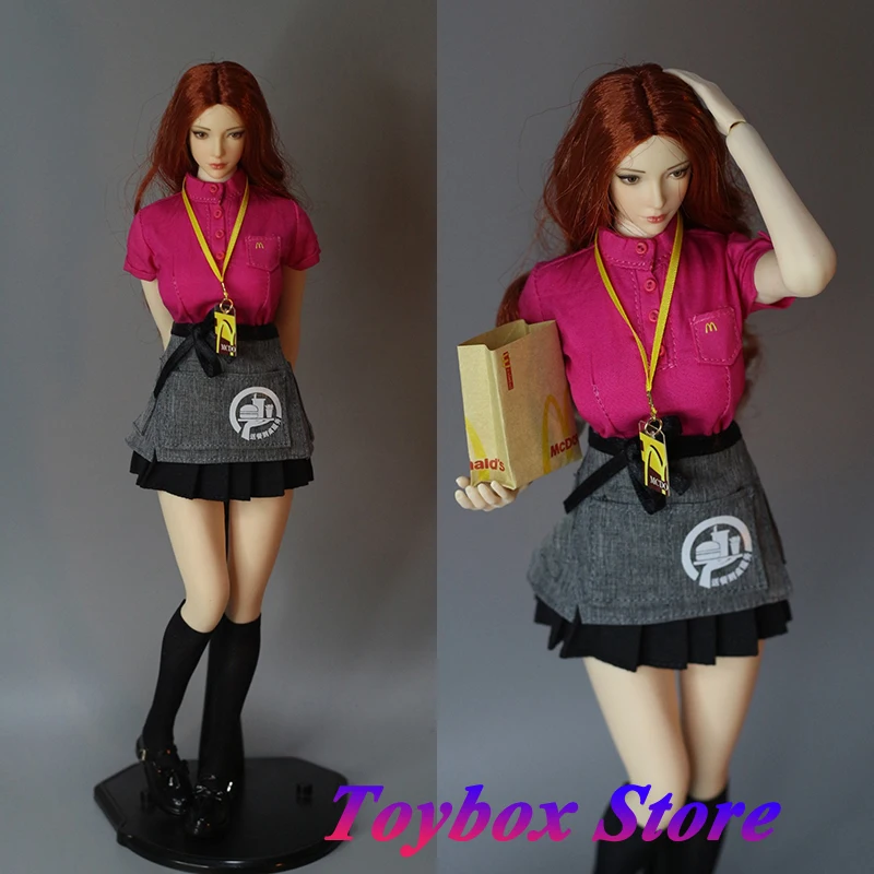 

DMTOYS 1/6 MDL Restaurant Cosplay Waitress Uniform Clothes Set JK Skirt Short Apron Accessory For 12" Action Figure Decoration