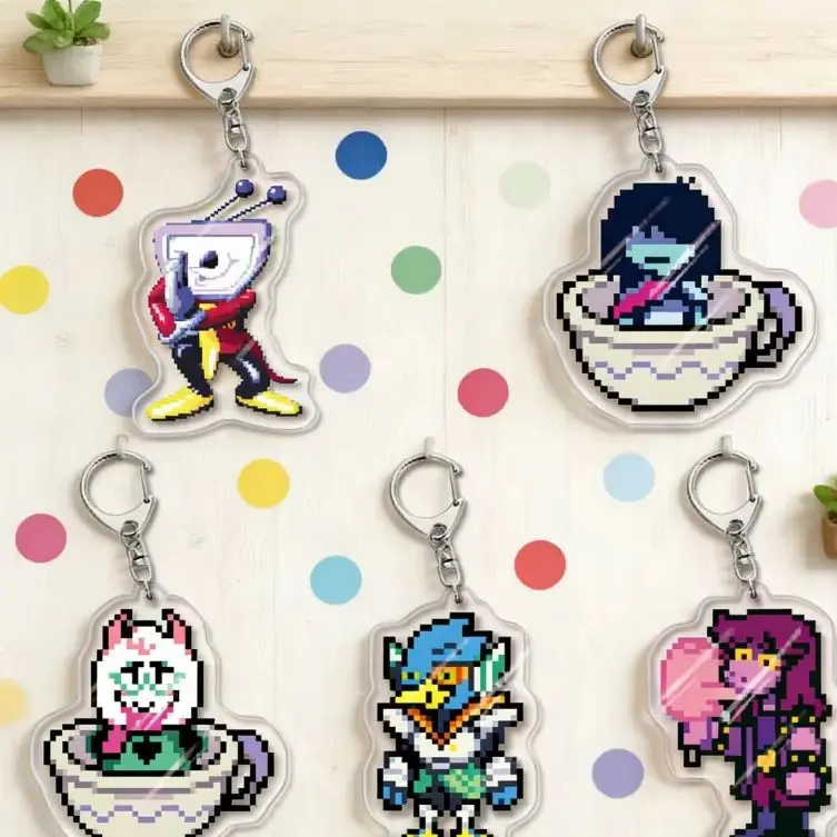 Game Deltarune 6CM HD Acrylic Keychain Collecting Accessories Tenna Kris Berdly Pendant Bag Car Keychain Cosplay Toy For Gift
