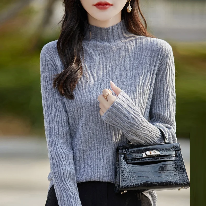 Autunno Inverno Thiened Maglione lavorato a maglia Donna Dimagrante Ele f Collo alto Strato base morbido irt Pendolarismo Sle Straigh...