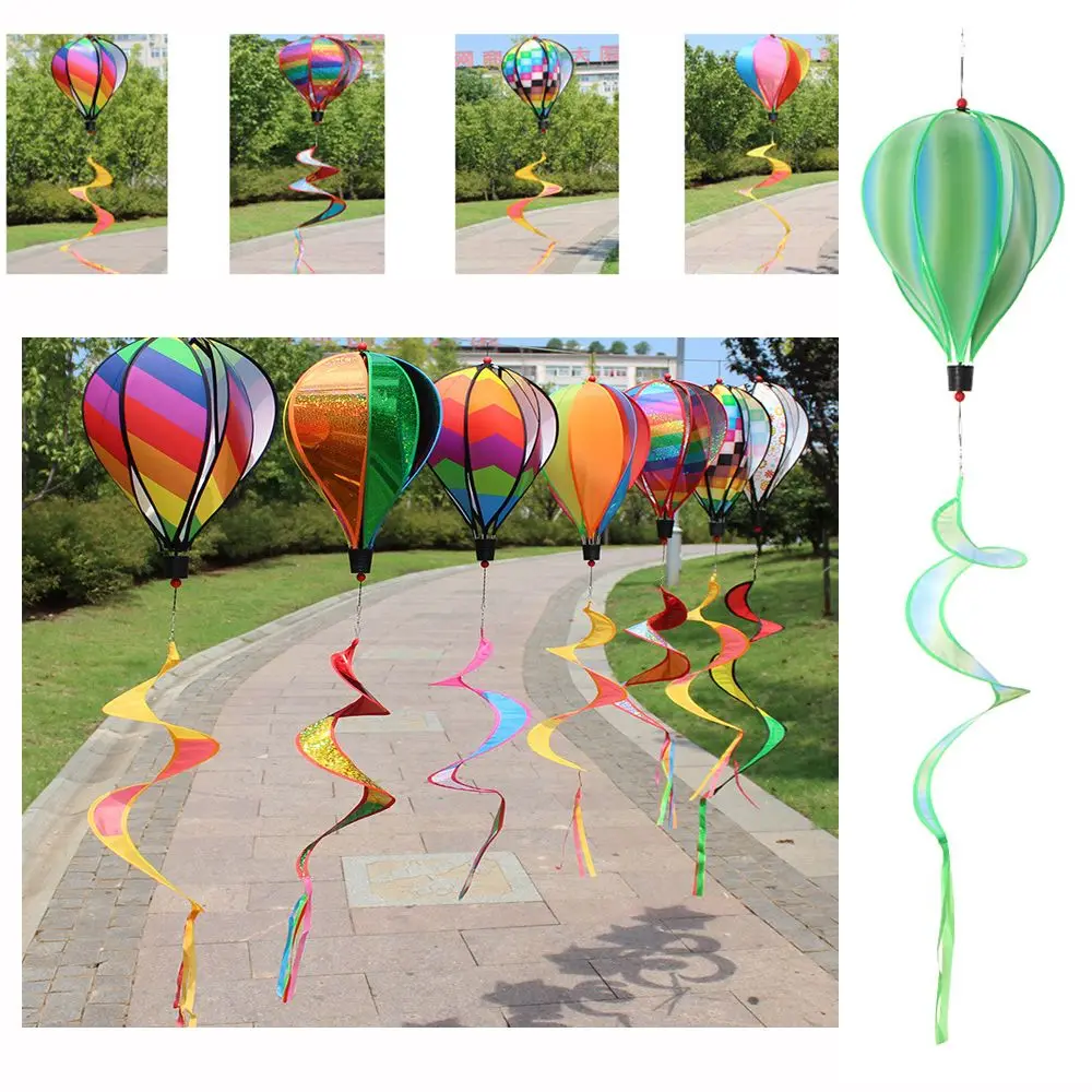 1PC Giant Rainbow Hot Air Balloon Garden Wind Spinners Pinwheels Whirligigs Windmill Toys for Kids Yard Decor Lawn Decorations