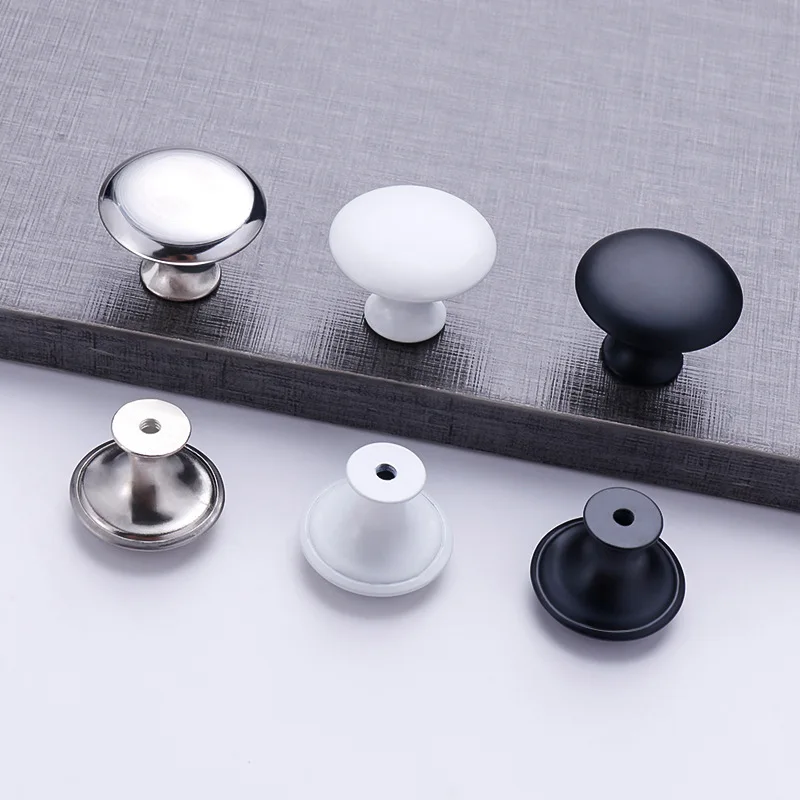 2/4/8 Set  European Mushroom  Single Hole Handle Modern Simple Wardrobe Cabinet Round Stainless Steel Drawer Home Accessories