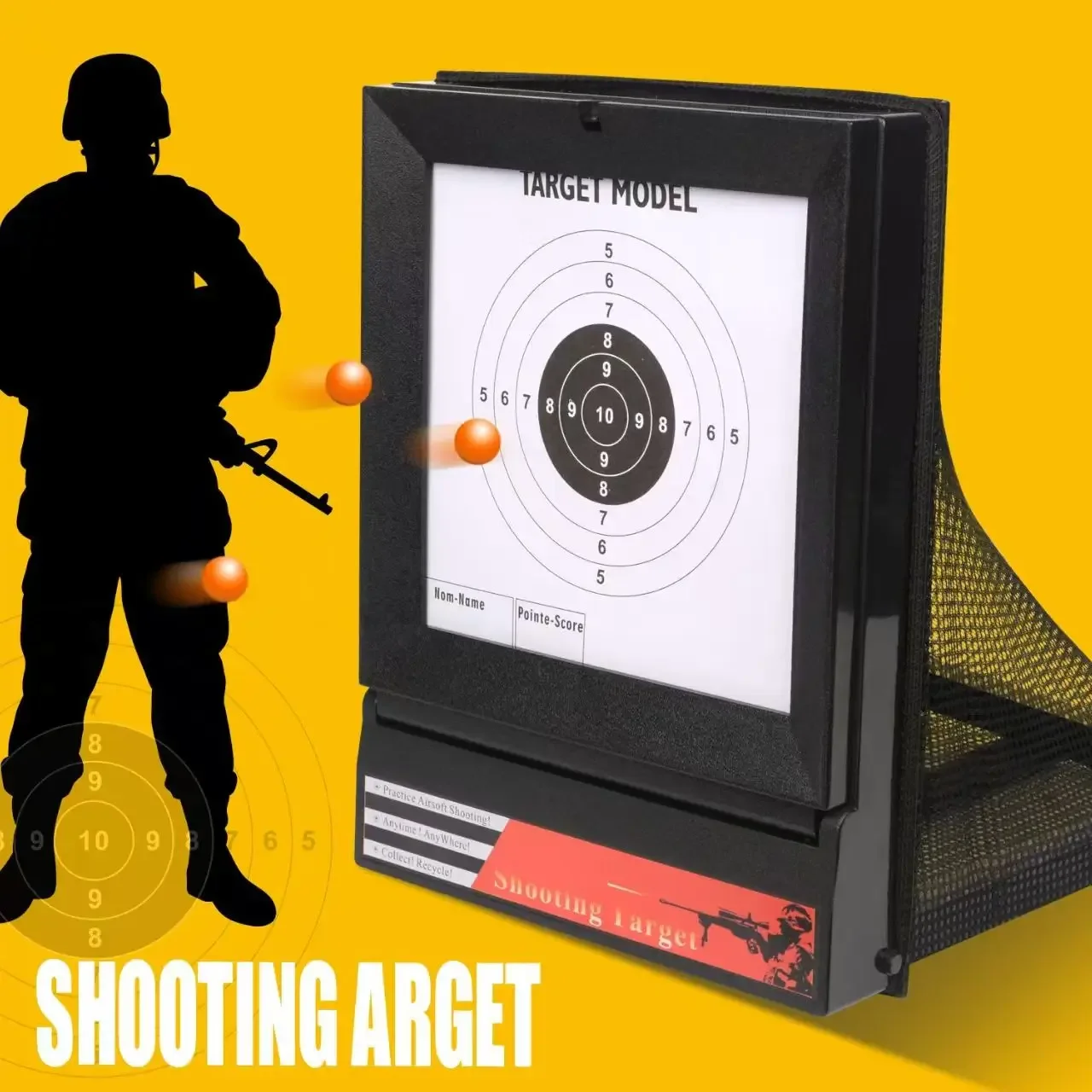 Airsoft Target with Trap Net Catcher Pellet&BB Bullets Recycling Targets Portable Folding Metal Target for Shooting Training