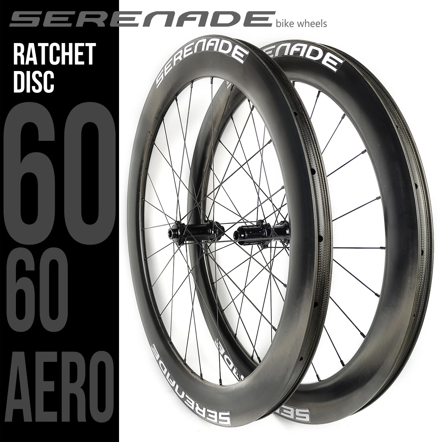 Serenade bikes 700c Bike 60mm Carbon Clincher Tubeless Disc Brake Wheelset Aero Cycle Wheel  Thru Axle  28mm Wide Wheel