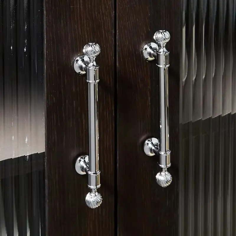 High-end Chromed 10PCS Solid Brass Furniture Pulls Handles Drawer Knobs Cupboard Wardrobe Closet Dresser Wine Cabinet Pulls Knob