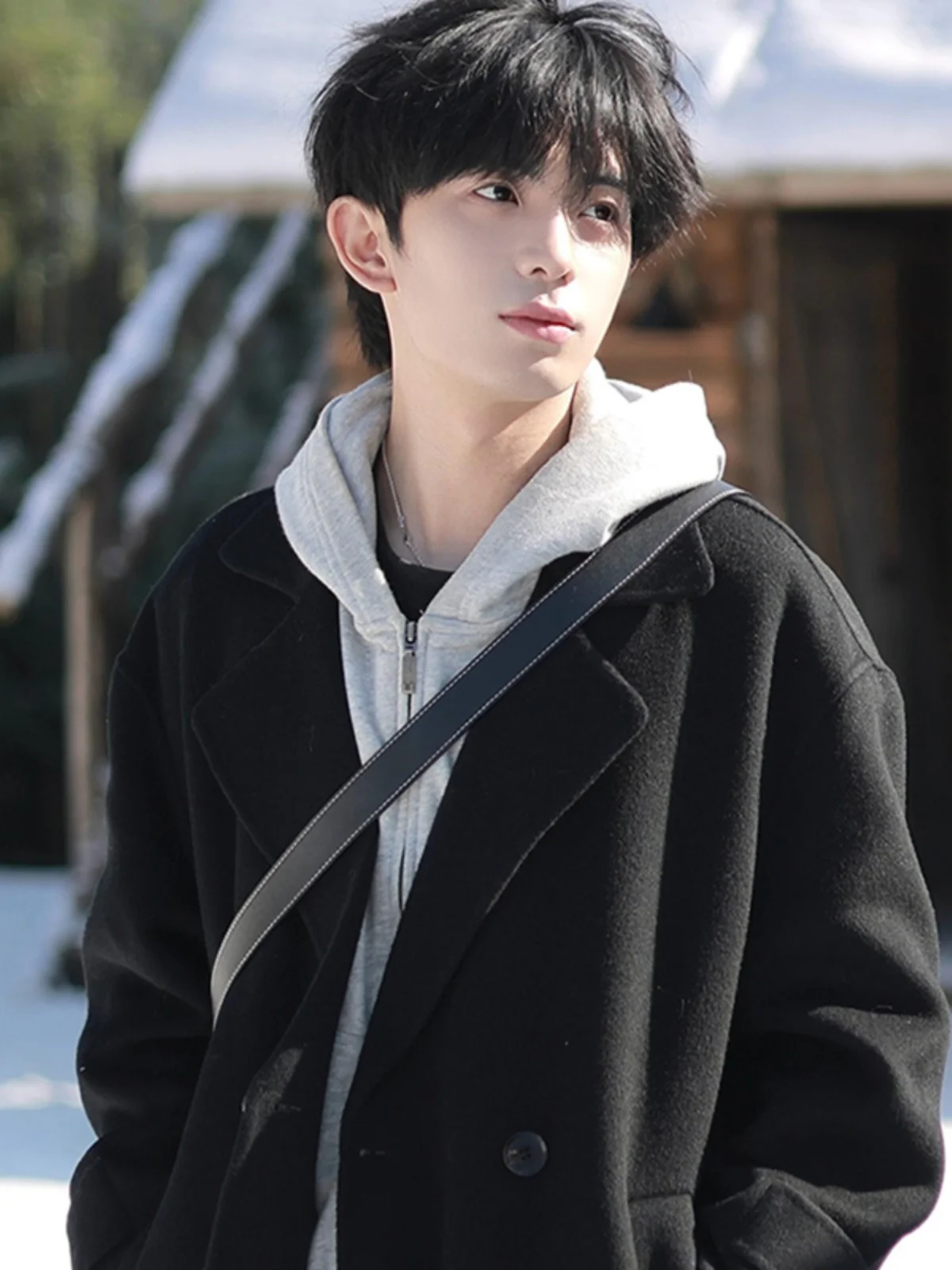 

Мужское шерстяное пальто Bla средней длины в корейском стиле, весна-осень, ветровка, премиум-класс, Cthulhu Civilian Coat