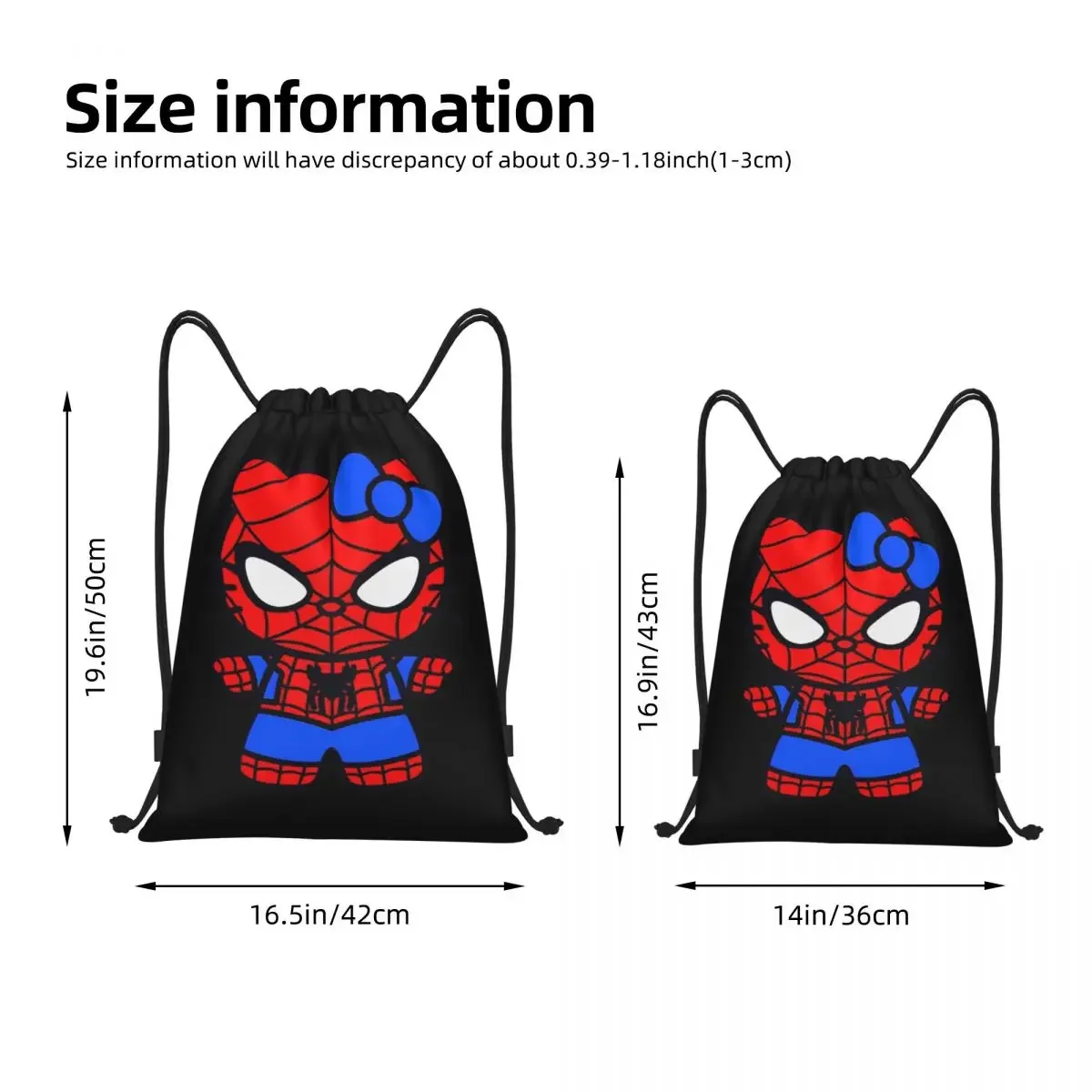 Sanrio Kawaii Hellokitty Cartoon Drawstring Backpack Sports Gym Bag Spiderman String Sackpack for Yoga