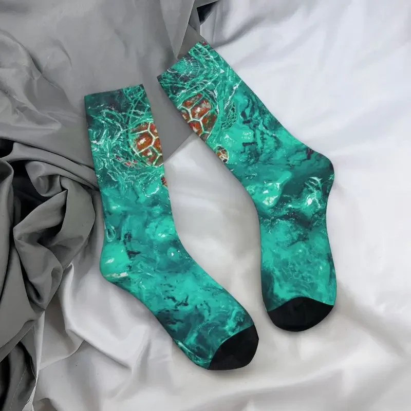 Y2K kawaii Mens Ocean Aqua turtle dress unisex warm comfortable 3D printed sea animal crew socks