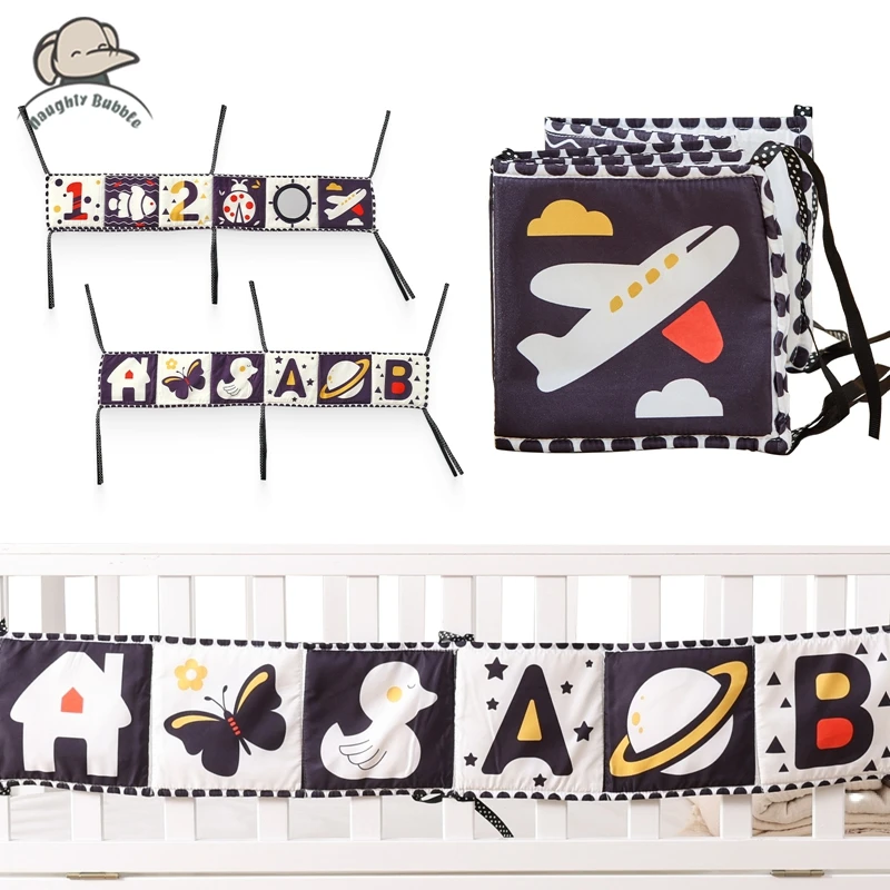 Livre de nettoyage Montessori pour bébé, noir et blanc, pare-chocs silencieux pour nouveau-né, jouets mentaires oriels pour bébés