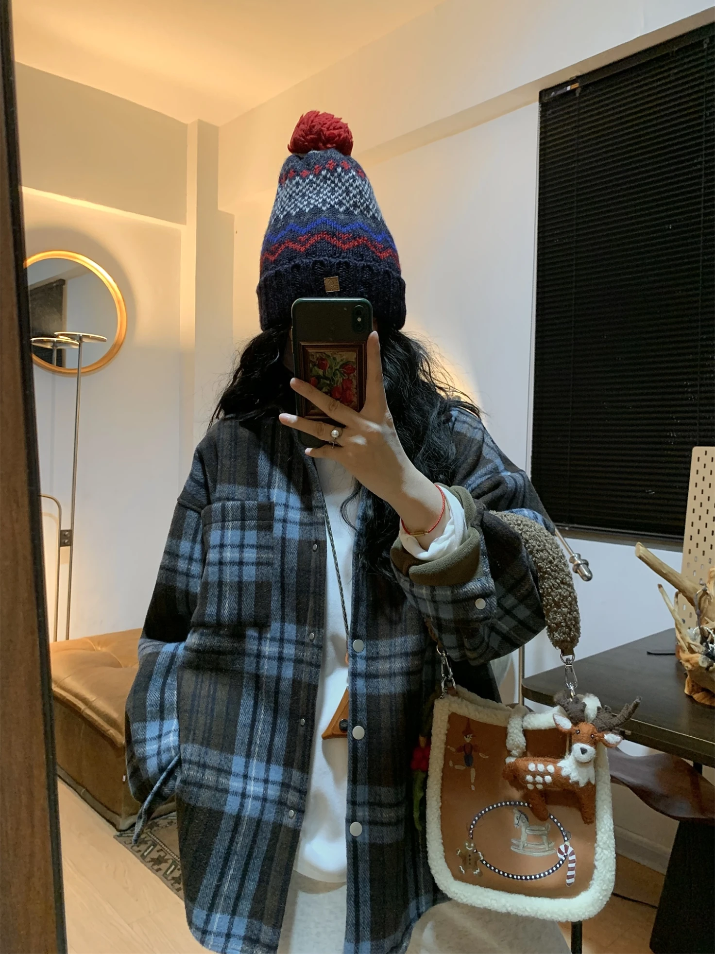 

Пальто женское QinEition в клетку на флисовой подкладке, теплое шерстяное, в стиле оверсайз, с длинными рукавами, для девочек, на зиму