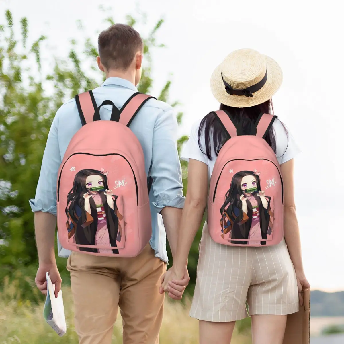 Demon Slayer Anime Nezuko Kamado Zaino per uomo Donna Casual Studente Escursionismo Viaggio Zaino Borsa a tracolla per laptop con tasca