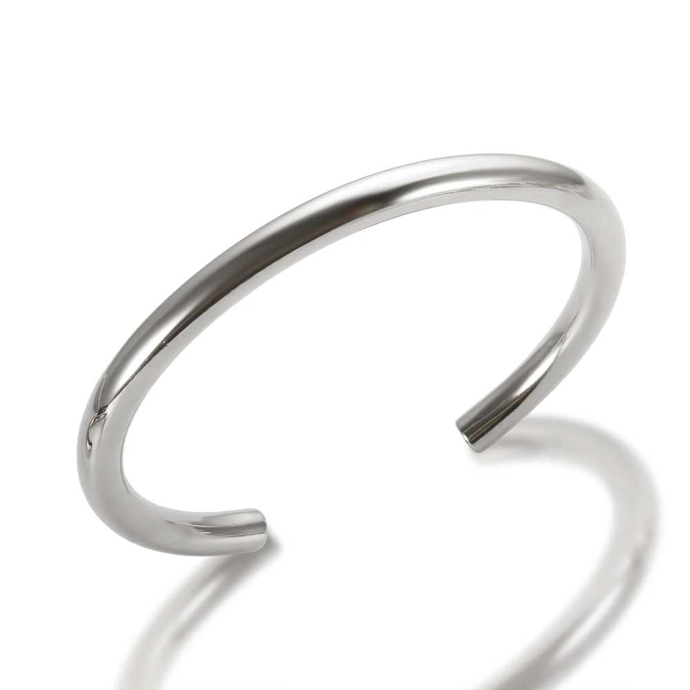 Women's Thick Tube Cuff Bangle Bracelet, Stainless Steel