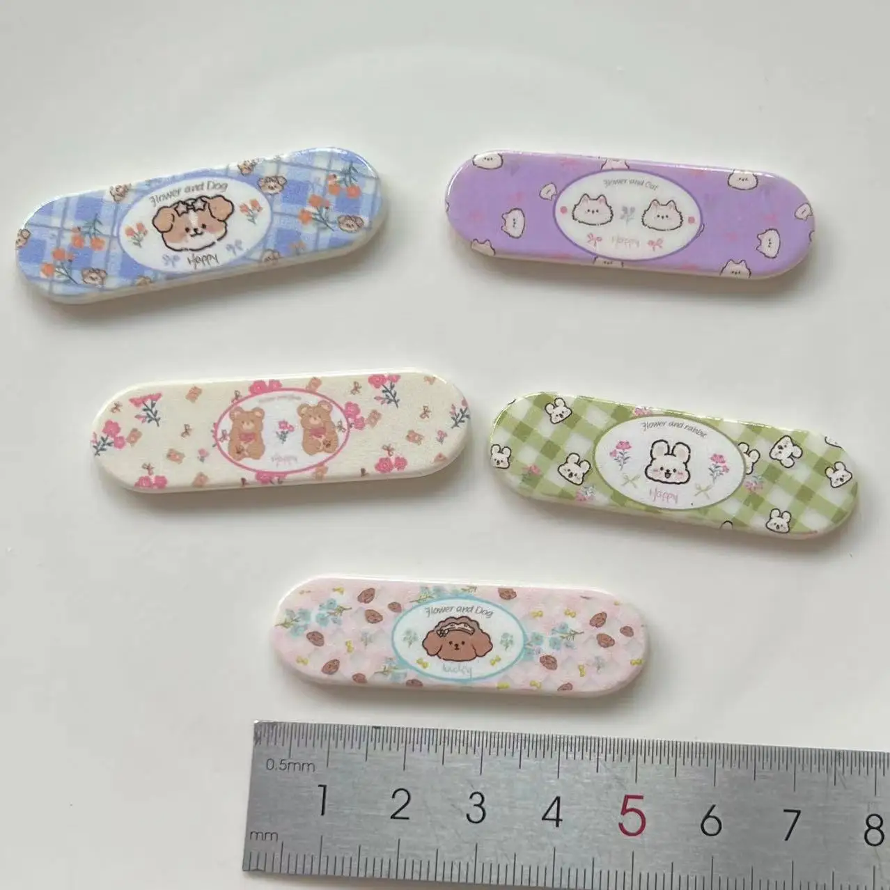 5 buah miniso seri lucu kartun resin cabochons pipih diy kerajinan bahan perhiasan membuat pesona