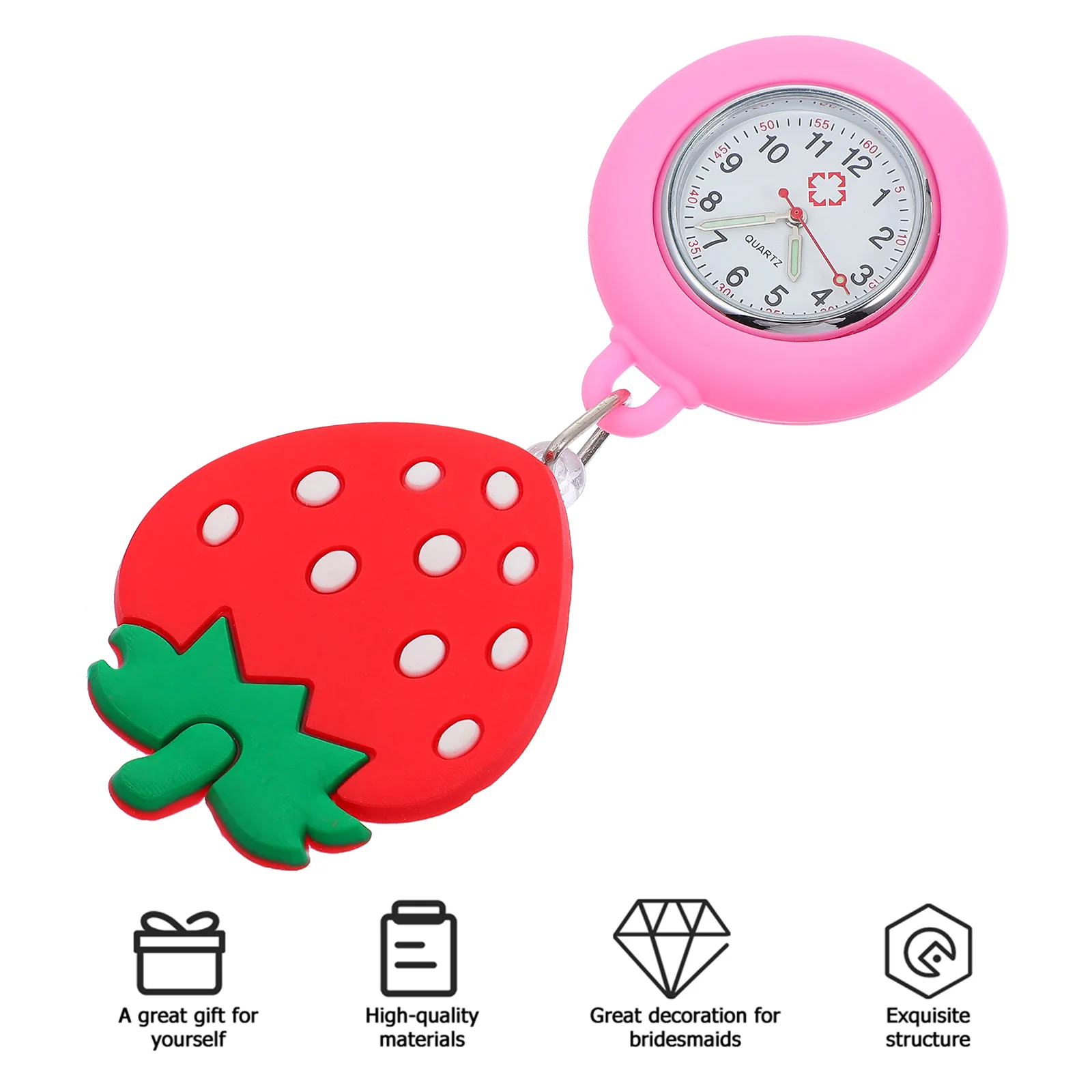 1개 간호사 포켓 시계 실리콘 발광 신축성 의료용 시계 간호사 의사용 어두운 곳에서 사용 가능 만화 디자인