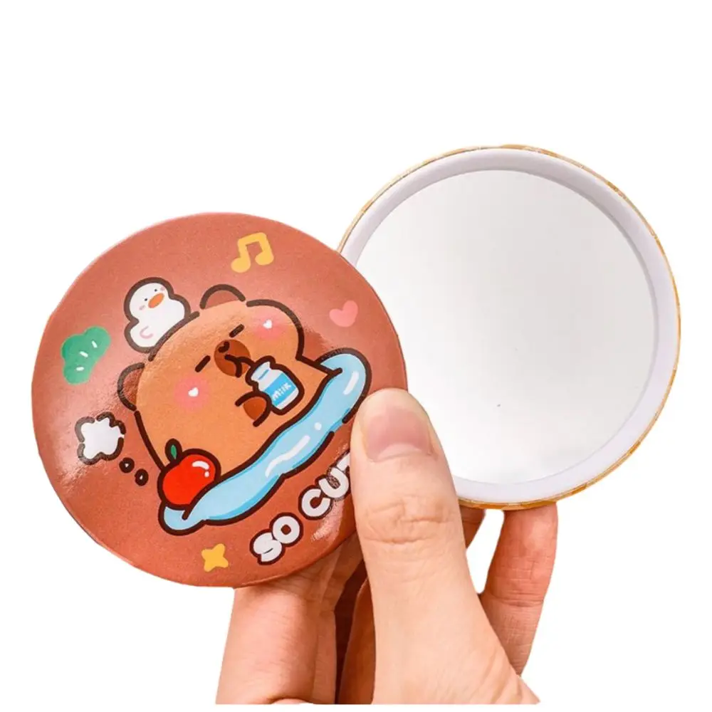 Mini Cartoon Capybara Cosmetische Spiegel Draagbare Ronde Handspiegel HD Kleine Make-upspiegel Cosmetica Gereedschap