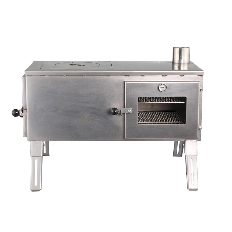 Newest portable wood cooking stove stainless steel camping stove with oven for hiking fishing