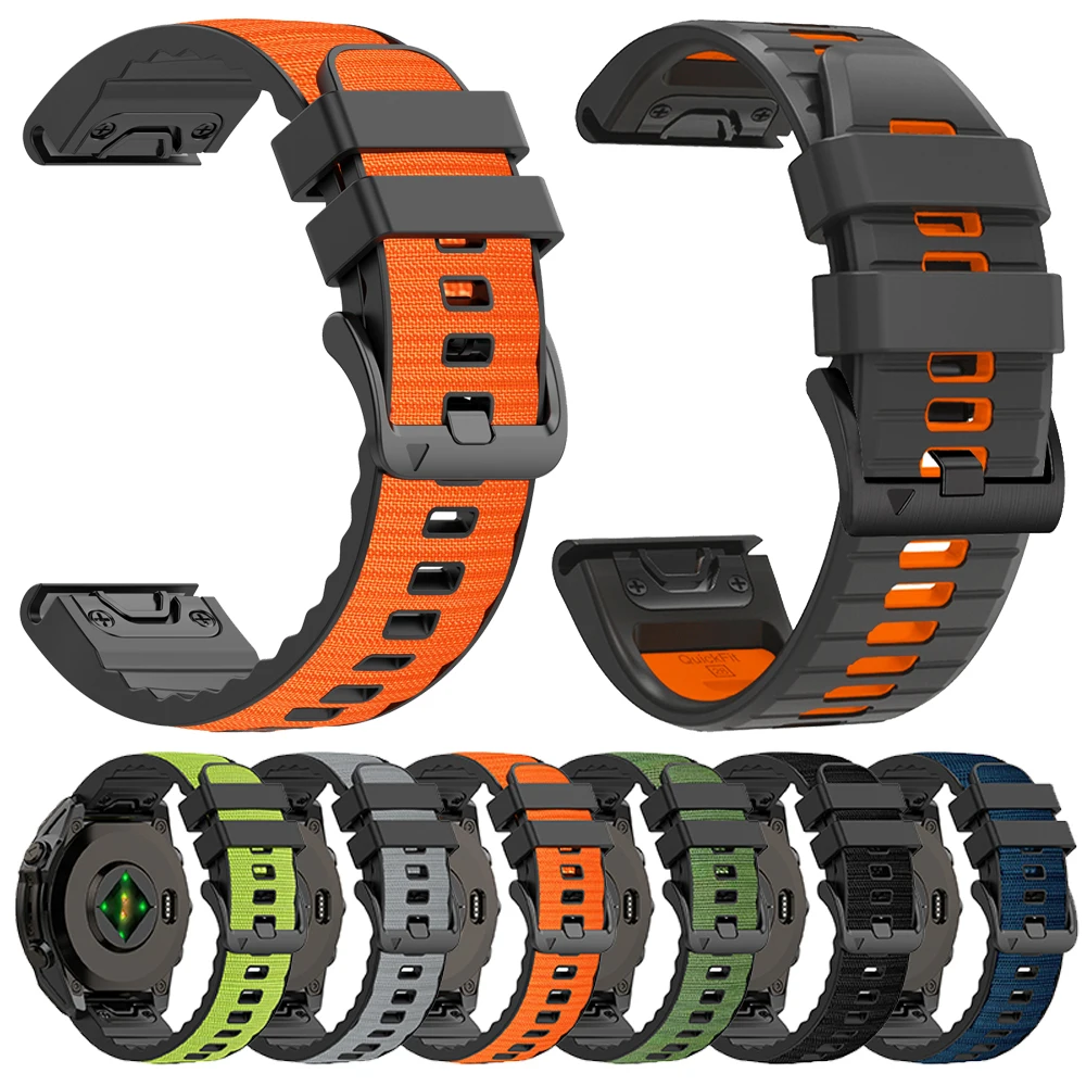 QuickFit 22 mm 26 mm Nylon + Silikonband für Garmin Fenix E 8 Pro 47 mm 51 mm 7 7X 6 6X 5 5X Plus/Enduro 3/Epix Gen 2 Armband