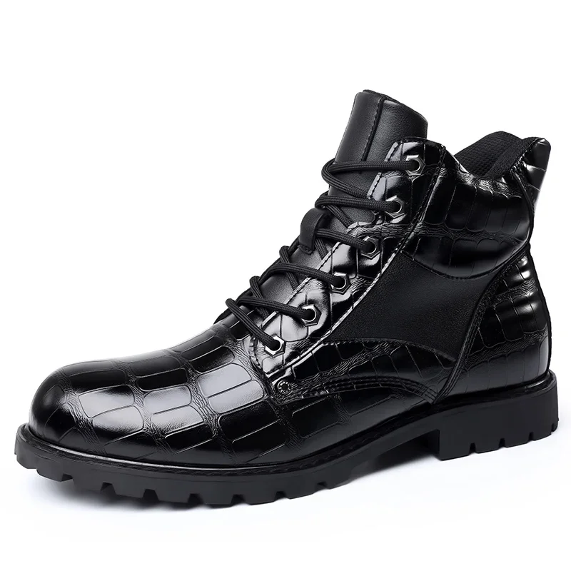 Botas de cuero de calidad para hombre, botines Retro, diseño de ocio, zapatos de vestir con cordones de lujo, talla 38-48, primavera y otoño