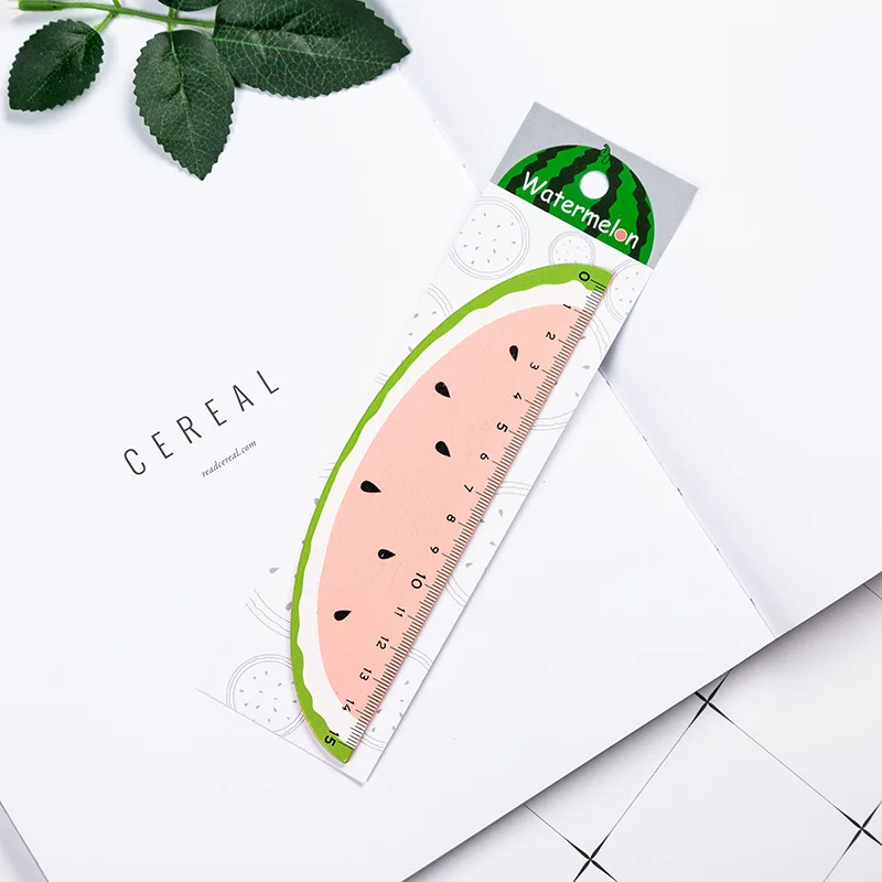 15cm Cartoon Fruit Measuring Ruler Creative Wooden Ruler Multifunction DIY Drawing Tool Student Ruler School Office Supplies