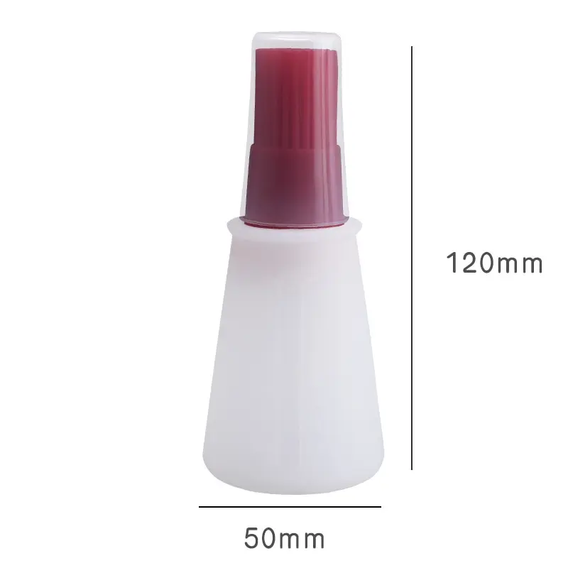 1 Red Silicone Charcoal Barbecue Oil Brush With Cap Oil Bottle Camping Tool Baking Brush Creative Oil Pot with Scale