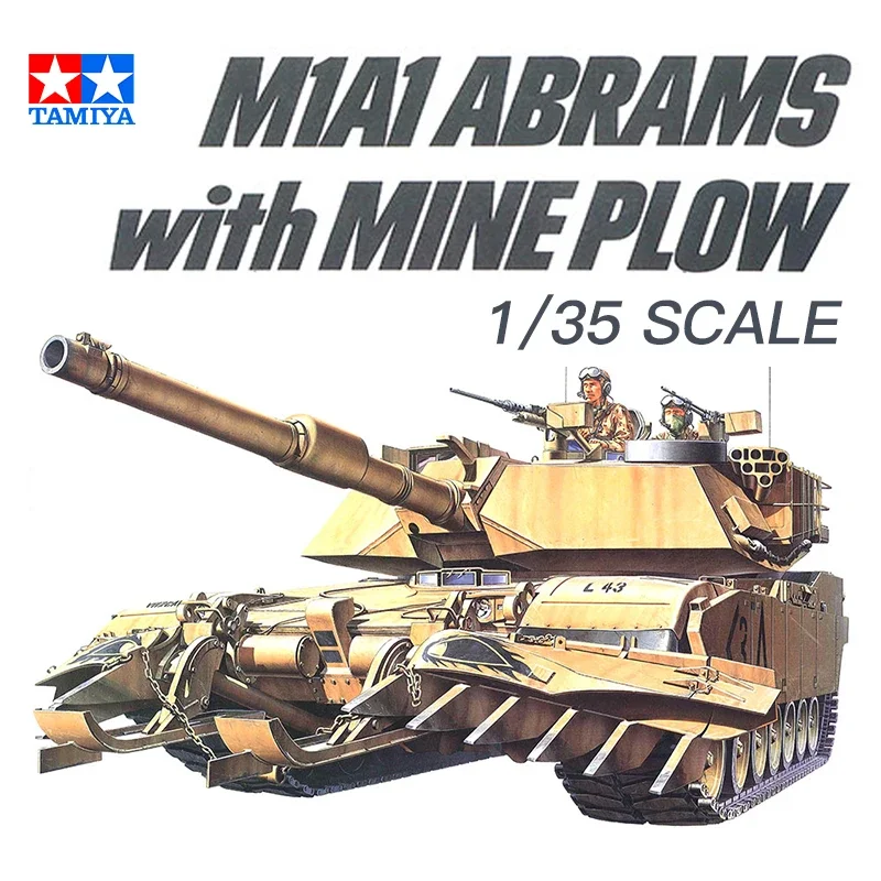 TAMIYA Assembly Model Kit  35158   US M1A1 Main Battle Tank with Mine Sweeper and Soldier Leader  1/35