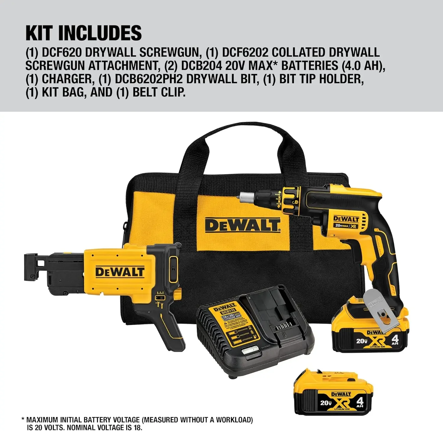 

DEWALT Screw Gun Kit with Collated Drywall Attachment (DCF620CM2)