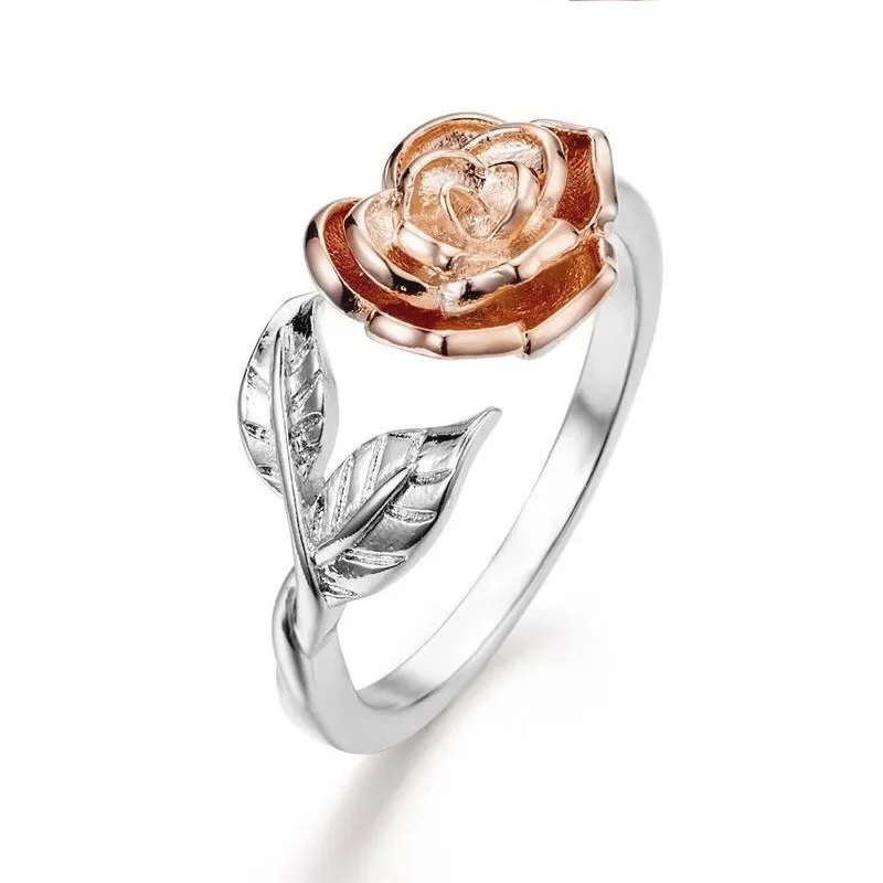 Vintage Elegant Silver Color Rose Flower Rings for Women Girls 2024 New Wedding Party Jewelry Accessories Anniversary Gifts
