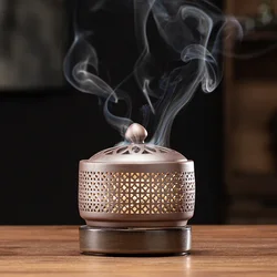 Yixing 110V/220V Electric Essential Oil Furnace Timing Ceramic Night Light Sandalwood OUDH Powder Incense Burner for Home Decor