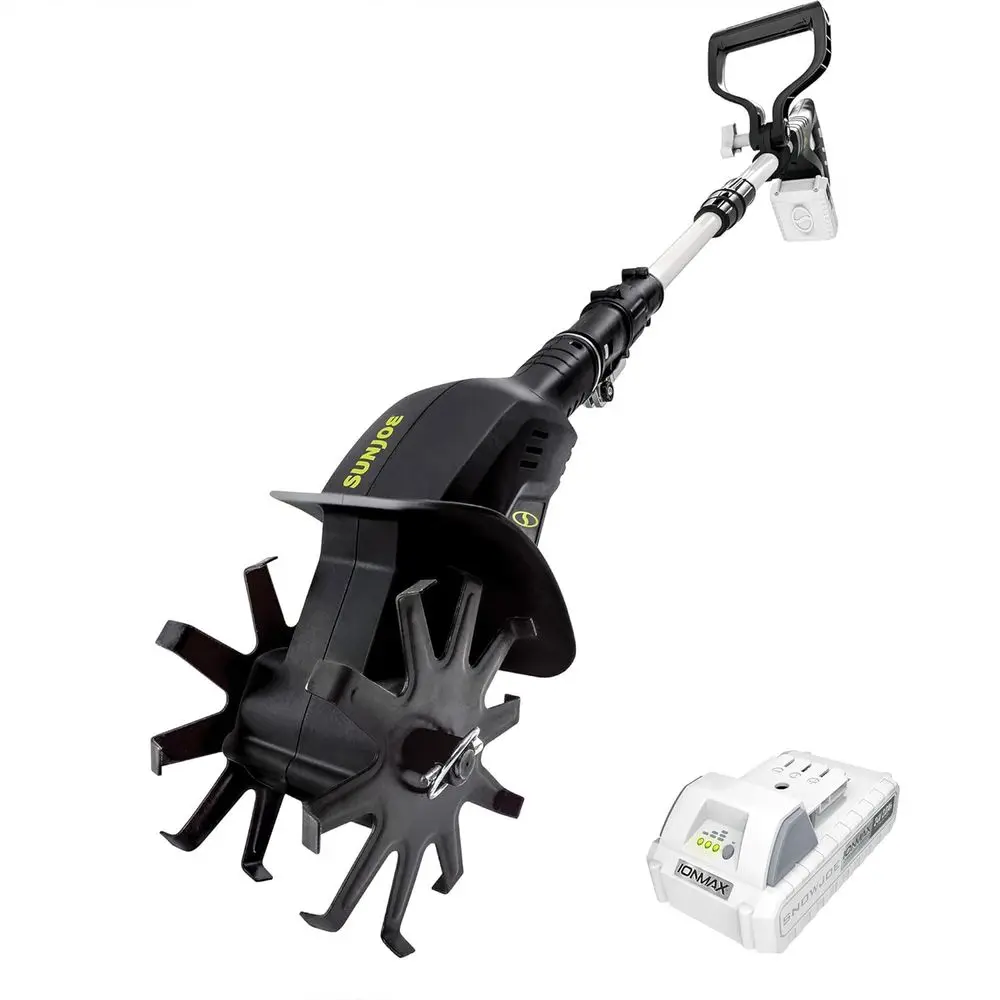 

150W 24V Electric Garden Tiller Cultivator with 6-Inch Steel Tines and Included Battery