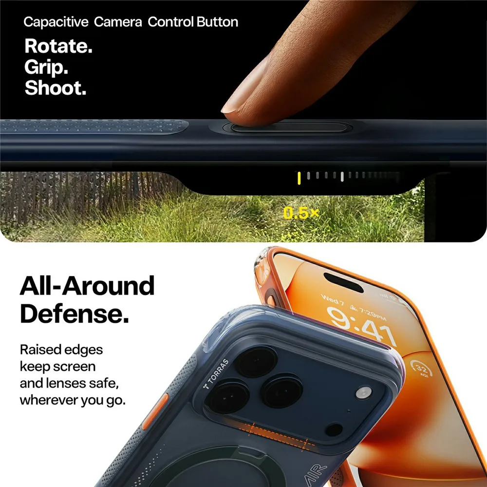 TORRAS Ostand Q3 Air Series for iPhone 17 Pro Case with Kickstand