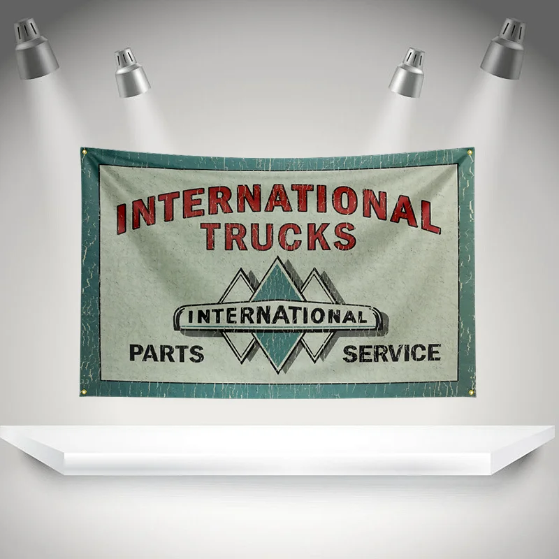 I-International T-trucks Car Flag Banner  Polyester HD Printing Exhibition, Racing, Car Fans, Porch, Garage Decor