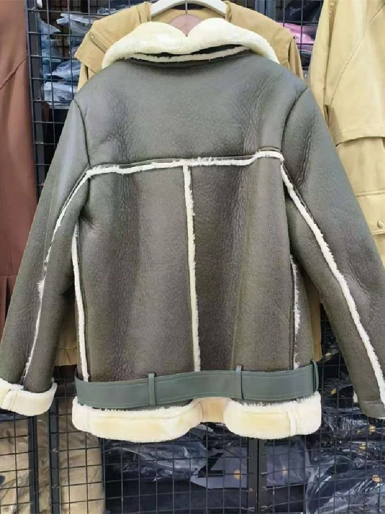 เสื้อแจ็คเก็ตผู้หญิงแฟชั่นสองด้าน หนัง PU บุขน สไตล์ลำลองหลวมๆ แนวเรโทร สำหรับเดินทาง รุ่นใหม่ล่าสุด