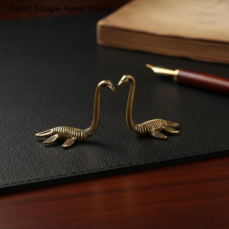 Loch Ness Monster Vintage Brass Mini Figurine Rustic Retro Metal Statue for Living Room Table Decor Shelf Ornament Cute Gift
