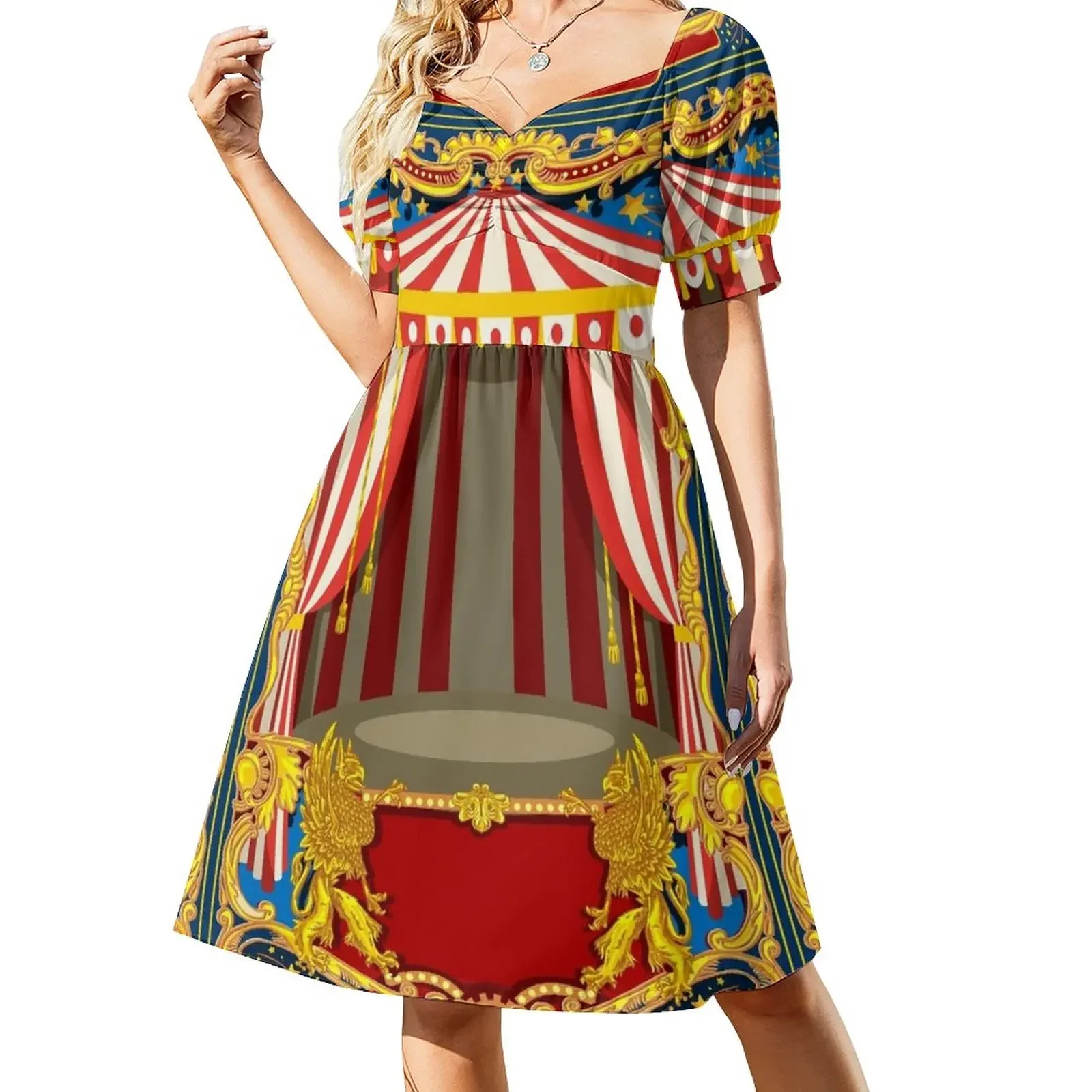 

Carnival Circus Vintage Short-Sleeved Dress sensual sexy dress for women chic and elegant woman dress sexy