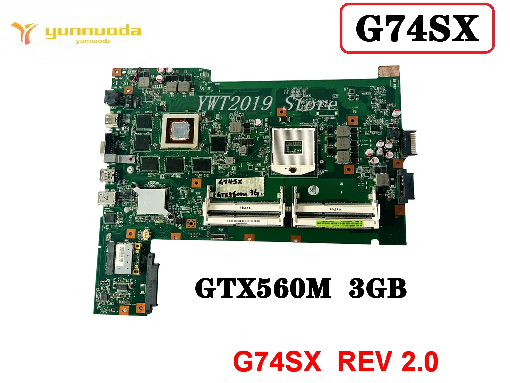 Original For ASUS G74SX Laptop Motherboard GTX560M 3GB GPU 2D HM65 DDR3 G74SX REV 2.0 Tested Good Free Shipping118