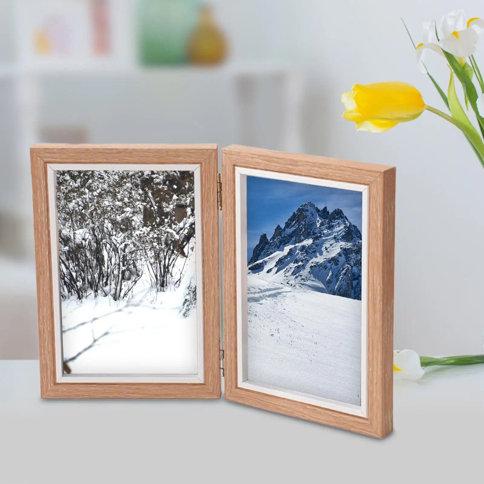 Wooden Folding Frame Photo Collage Display Stand