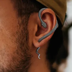 Mens Snake Earring,Waterproof Stud Earring for Single Left Ear,Gothic Rock Punk Male Accessories