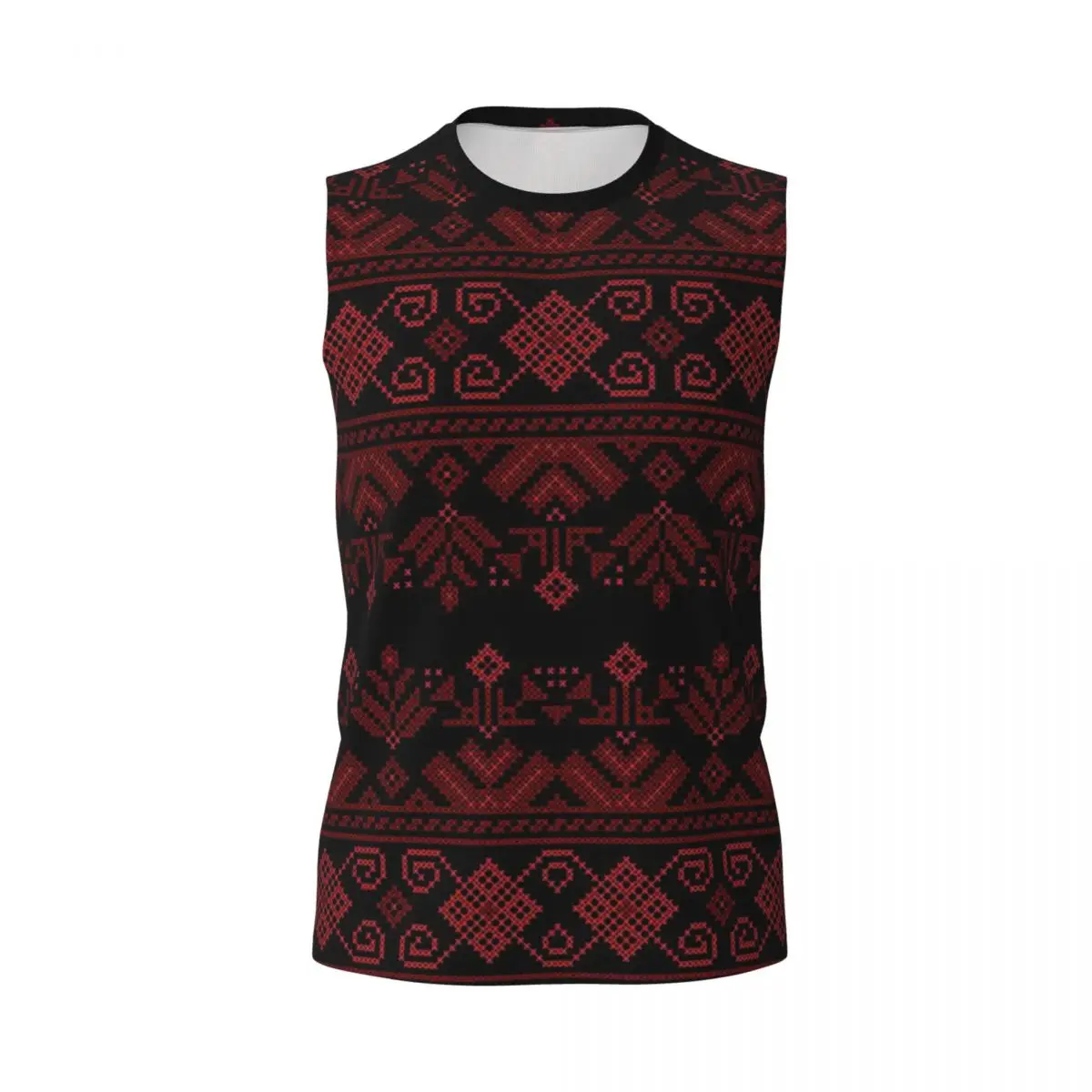 Palestinian Jordanian Traditional Realistic Embroidery Men Sleeveless T-shirt Hip Hop Street Style Beach Holiday Tank Tops