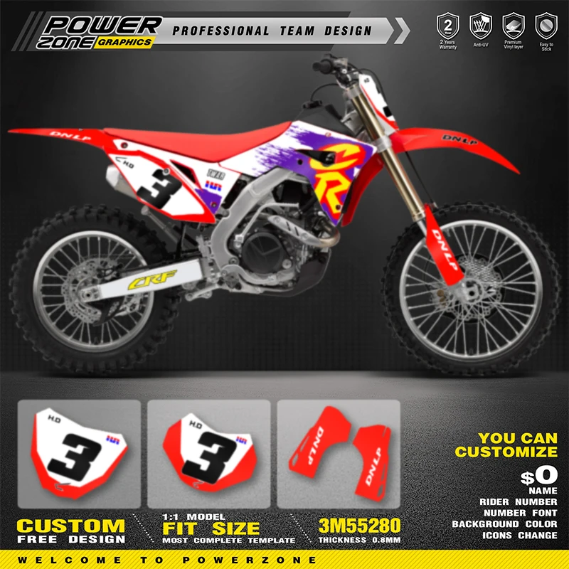 

PowerZone Full Graphics Background Decals Stickers Kit For HONDA 2021 2020 2019 2018 CRF250RX 2020 2019 2018 2017 CRF450RX 008