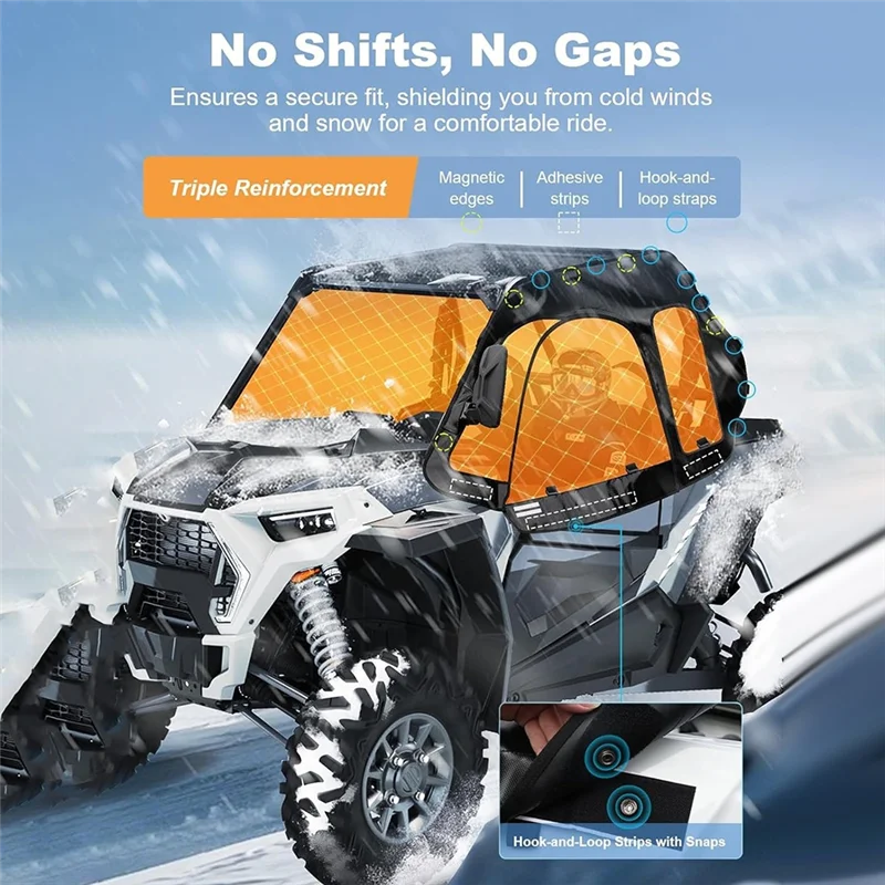 AB61-Soft Upper Doors Wind Deflector Windows For Polaris RZR XP Rzrxp 1000/XP Turbo 2014-2023 UTV Soft Cab Enclosure