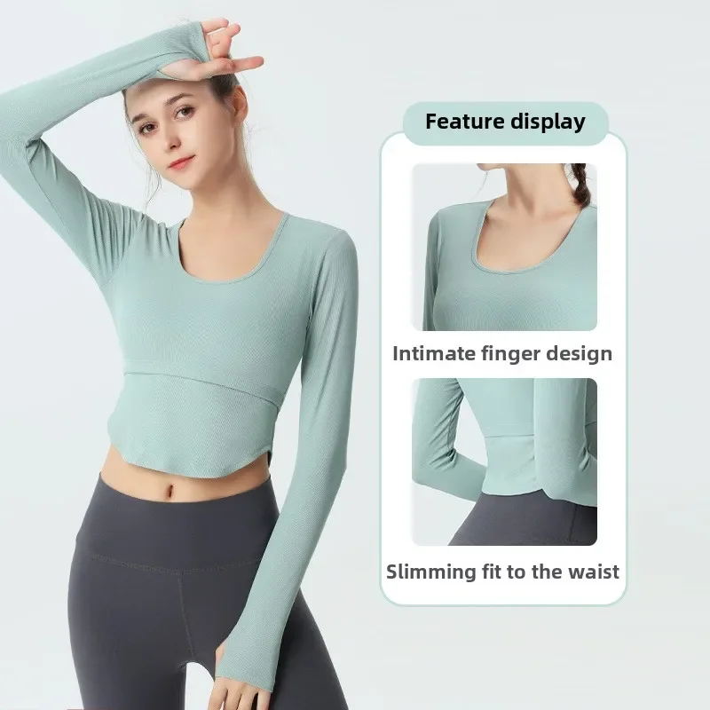 Yoga Clothes Women's Skinny Fitness Long Sleeve Pilates Training Sports Running Top T-Shirt