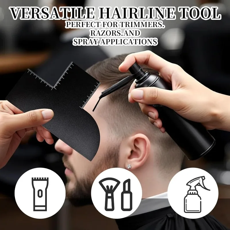 1-4Pcs Men Hair & Beard Styling Template, Barber Edge Shaping Card with Measuring Scale, Hairline Cutting Guide Too