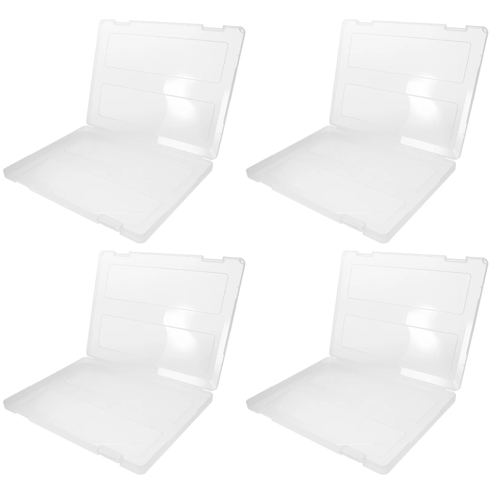 

4pcs Clear Pp Plastic File Storage Box Document Case Strong Load-Bearing Portable A4 Paper Organizer Magazine Protector