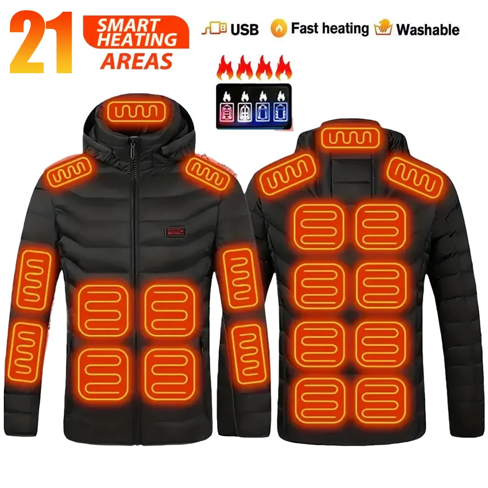 Verwarmde jas 21 gebieden / 2 gebieden Winter Heren Dames ski-jas USB Elektrisch verwarmingsjack Verwarmd vest Moto Thermische kleding