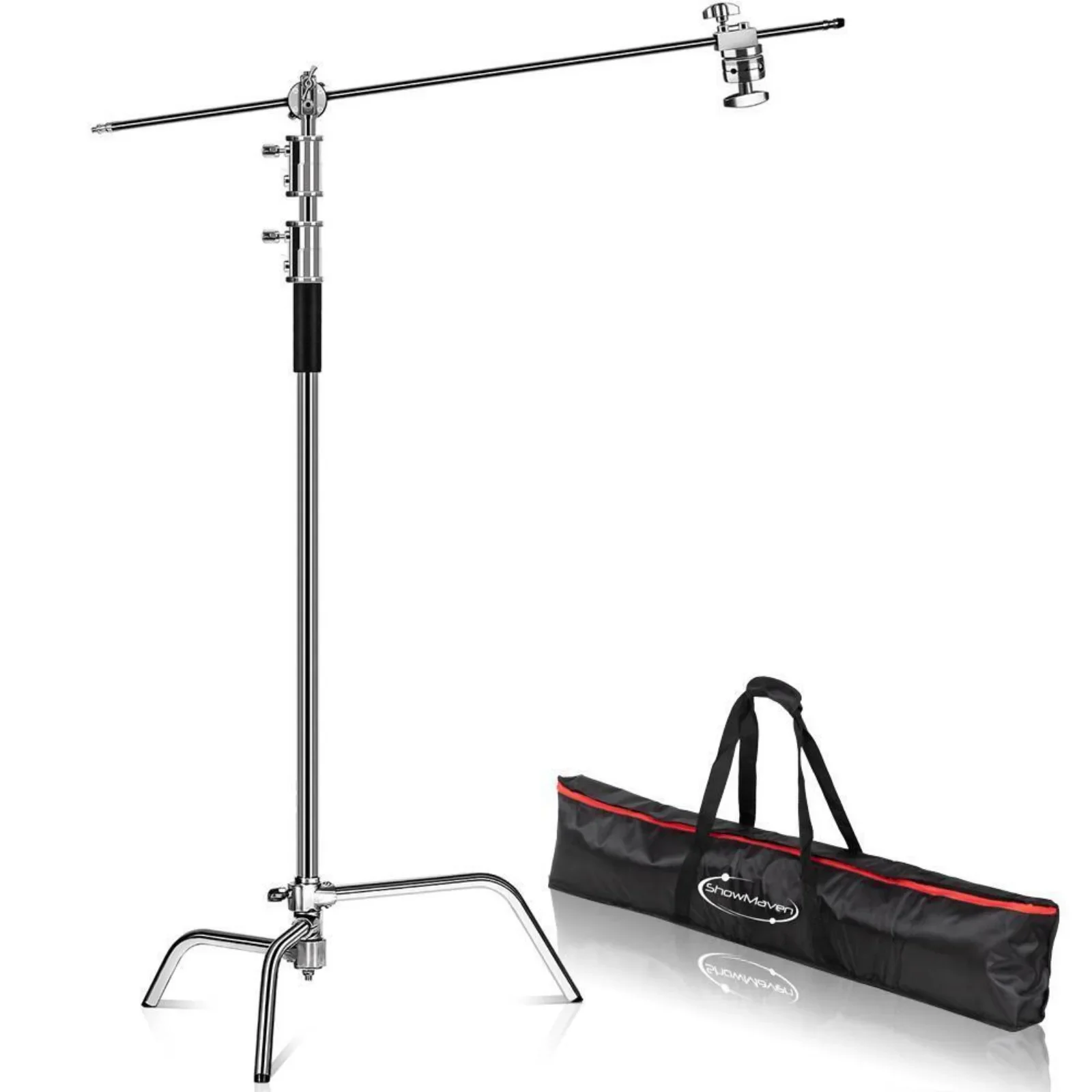 US 10ft Light Stand C-Stand w/ 4ft Extension Boom Arm & 2 PCS Grip Head & Carry Bag