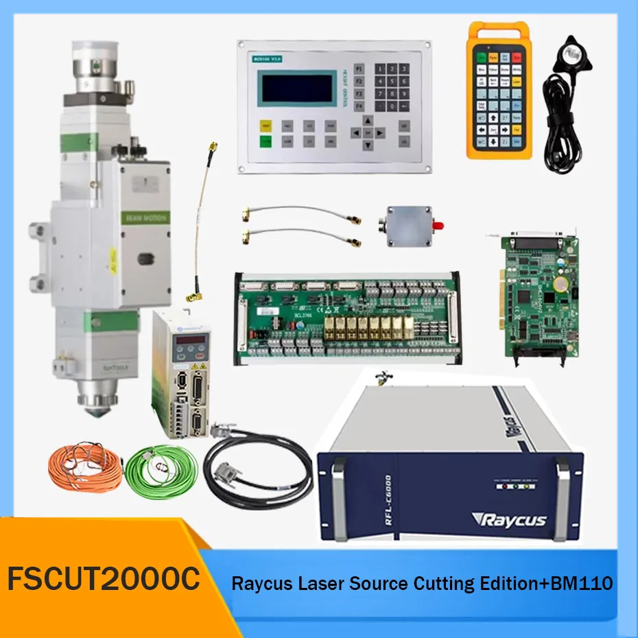 Laser cutting machine controller Bochu system FSCUT200C+Raytools BM110 automatic laser cutting head Raycus laser source 150