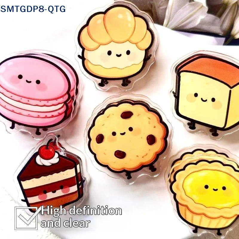 NEW 6Pcs/Set Kawaii Cartoon Dessert Acrylic Double-sided Paper Clips Cute Food Pattern Journal Decor Clips Office Stationery