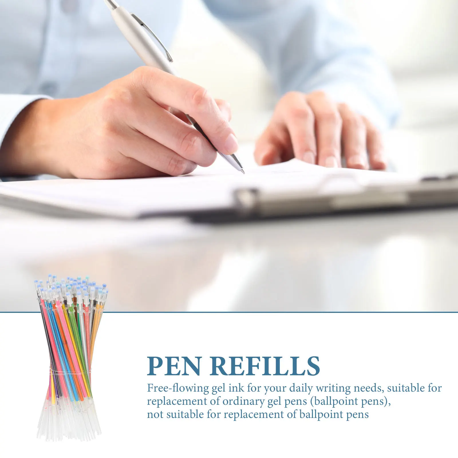 

72Pcs Colorful Neutral Pen Refills Plastic Gel Ink Replacement Fine Point for School Office Students Supplies
