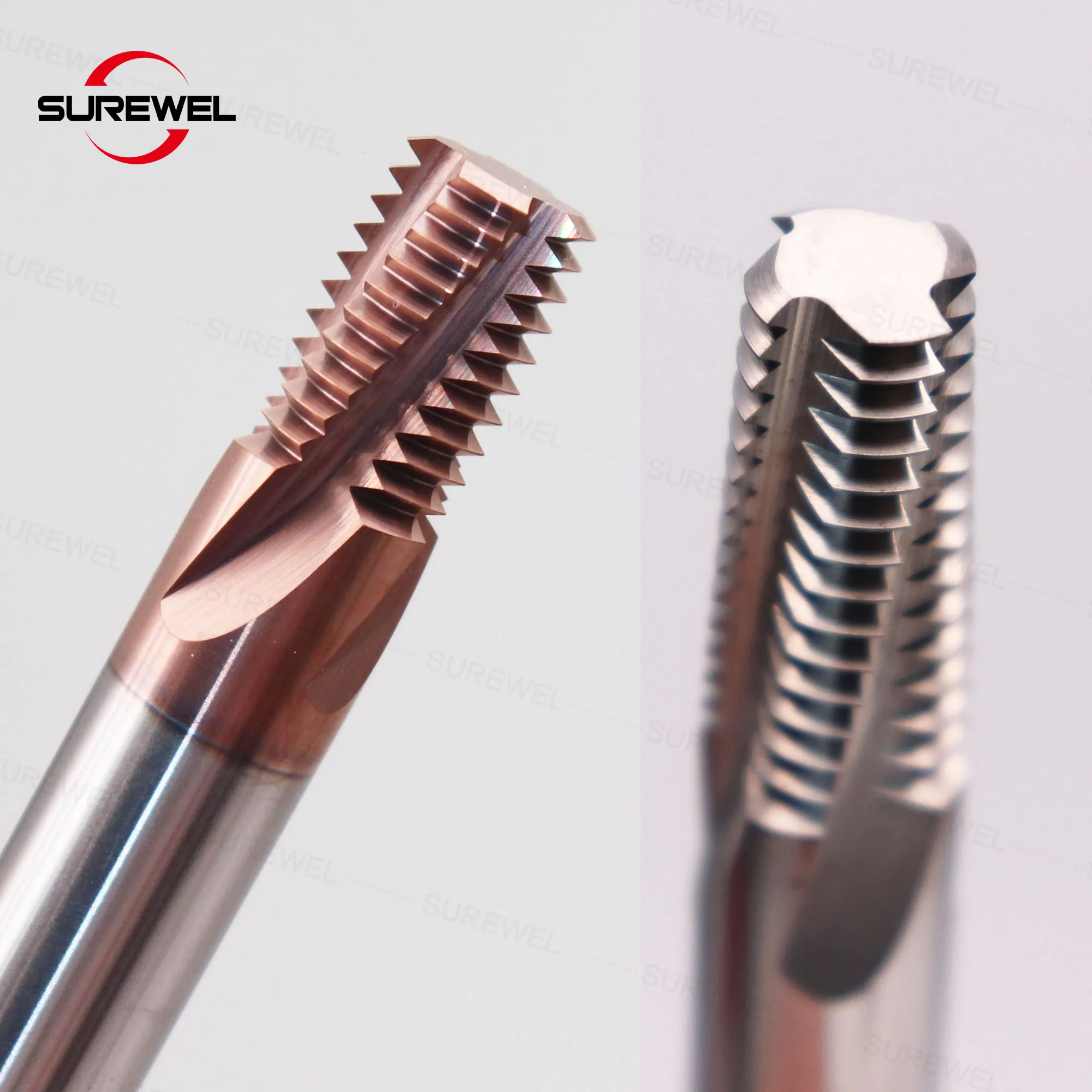 SUREWEL คาร์ไบด์ Balzers เคลือบ HRC65 เหล็กทังสเตนเครื่องตัดด้าย Full-Tooth NPT1/16 "1/2" CNC Machining Center เครื่องมือ