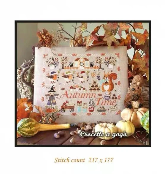 DIY Embroidery Cross Stitch Kits, Craft Needlework Canvas, Cotton Crocette a Gogo-Autumn est venu 49-42