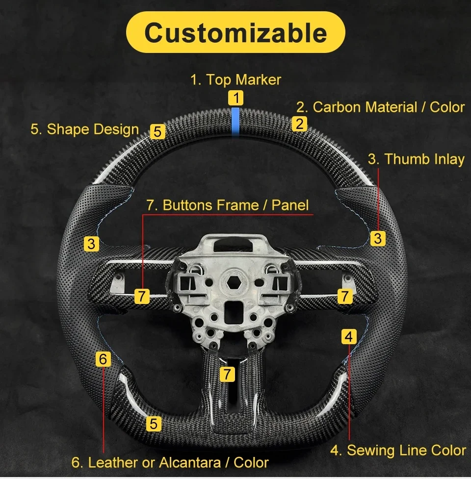 Heiß begehrtes schwarzes Leder-AMG-Lenkrad für Mercedes Benz W205 W222 W204 C63 W212 W218 W207 W172 G500 G55 G63 S500 S320 – Detail 3